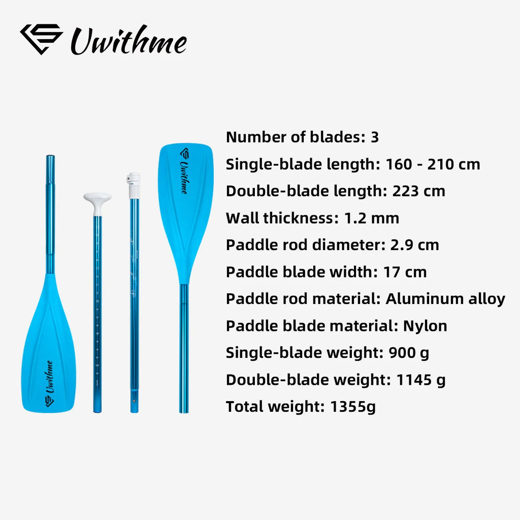 4-Piece Dual-Purpose Adjustable SUP Paddle, Single & Double Ended Detachable Kayak Paddle for Stand Up Paddle Board Surfing Oar