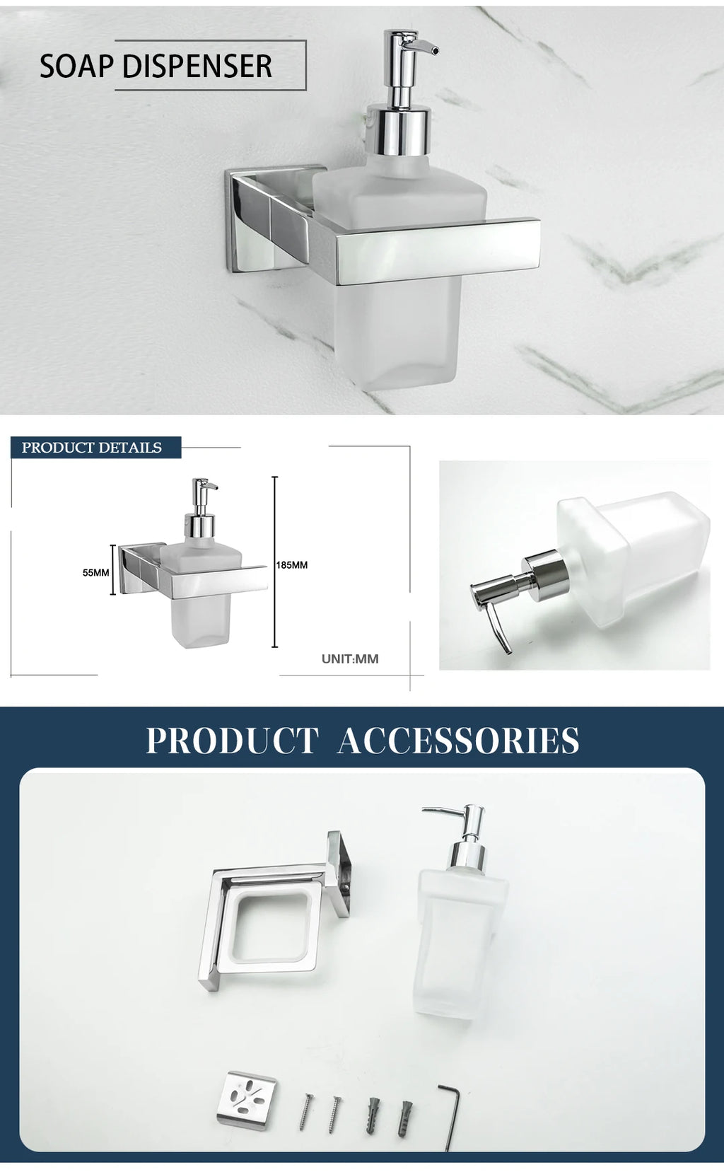Stainless Steel Chrome Bathroom Hardware Set Square Towel Rack Towel Rack Tissue Holder Robe Hook Bathroom Rack Accessories