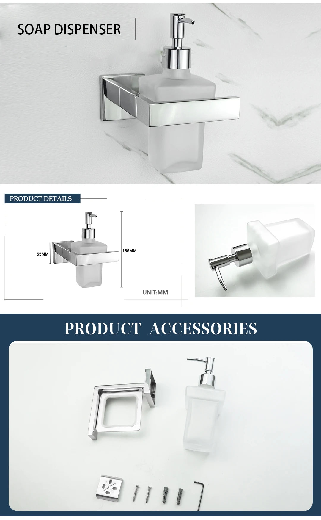 Stainless Steel Chrome Bathroom Hardware Set Square Towel Rack Towel Rack Tissue Holder Robe Hook Bathroom Rack Accessories