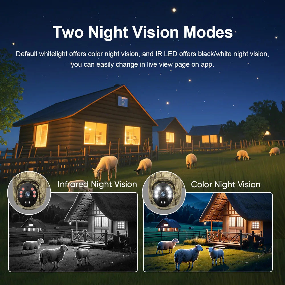LS VISION 2K 4G Solar Security Cameras WIFI Wireless Outdoor 360° Live View Animal Monitoring Camouflage Color Battery PTZ Cam