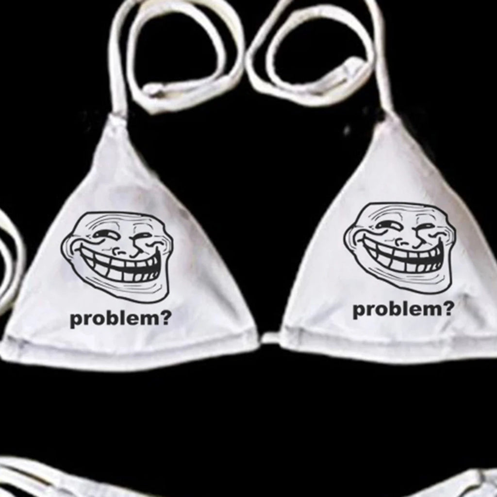 Streetwear Cute Girls Printing Sexy Women Bikini Gothic Punk Emo Girls Bikini Vintage Letter Printing Sexy Bikini 2000s Summer
