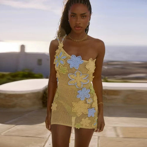 Summer Mini  Hollow Out Women Flower Dress