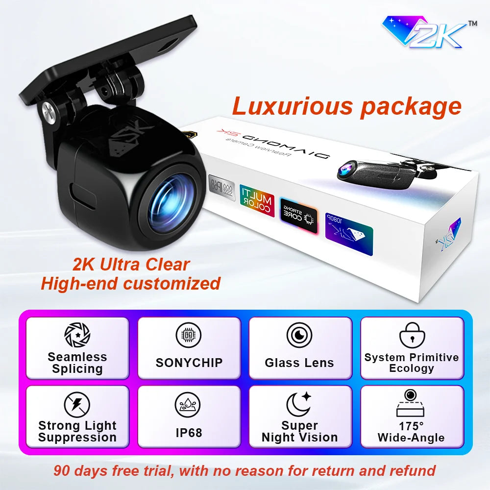 Car Rear View Camera 200° AHD 1920x1080P for Fisheye Golden Lens Full HDR Night Vision Vehicle back car reversing Front Camera
