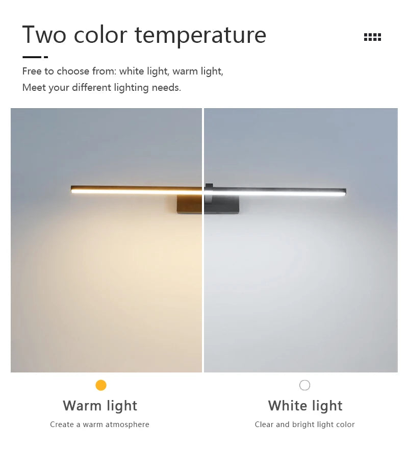 Modern Bathroom 100cm Mirror-front Lamp Bedroom Bedhead Home LED Wall Lights Aluminum Simple Strip Indoor Makeup Mirror Lighting
