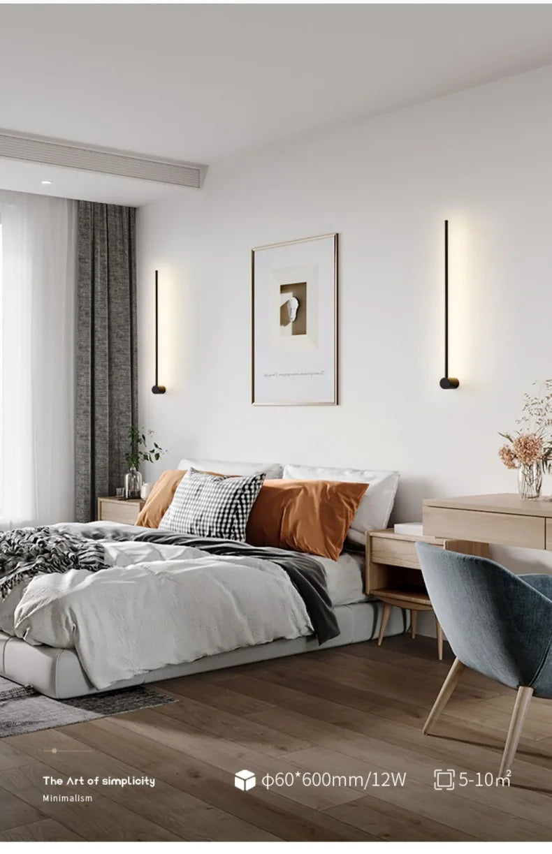 Remote Control Dimmable Wall Light, Plug-in Rotating LED Bar Lamp for Home Office Restaurant, Black/Gold/White, 60/80/100cm