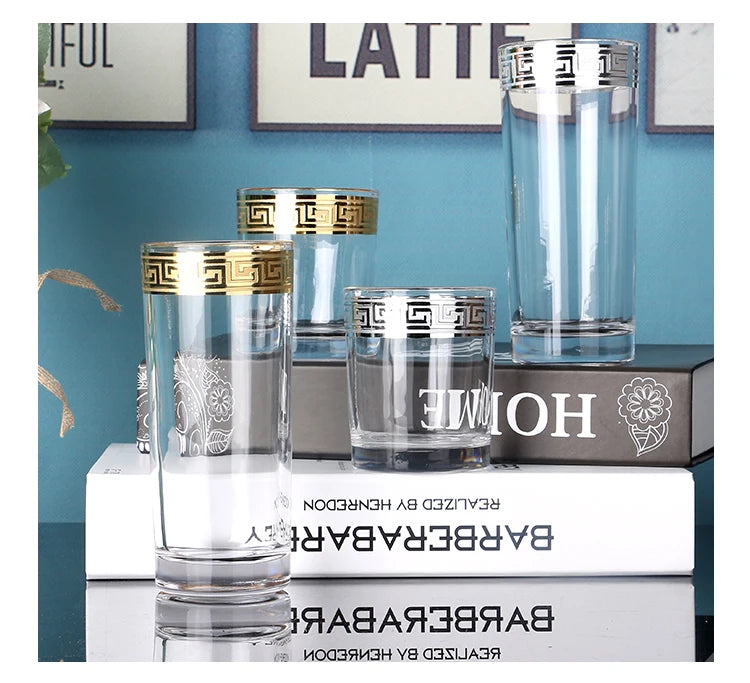 Phnom Penh Silver Rim European Glass Brandy Champagne Glasses Tall Wine Glasses Crystal Wine Glasses Table Household Glasses