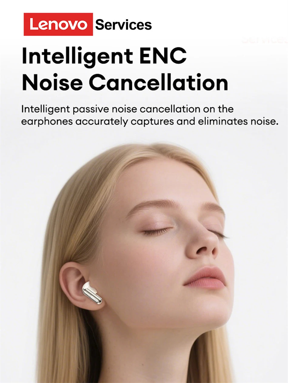 Lenovo LE208 TWS Bluetooth 6.0 Wireless Leather Earphones Stereo ENC Noise Cancelling Headphone 38ms Low Latency Gaming Headset