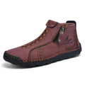 Handmade Leather Casual Shoes For Men Sneakers Men Flat Footwear Zipper Leather Boots Men Ankle Plus Size 39-48