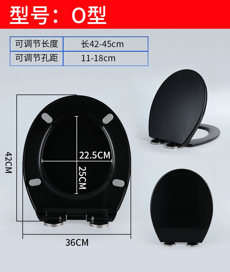Thick Black Toilet Seat Cover Universal Soft Quiet Bidet Cover for U/V Toilet Durable Bathroom Accessories Home Toilet Parts