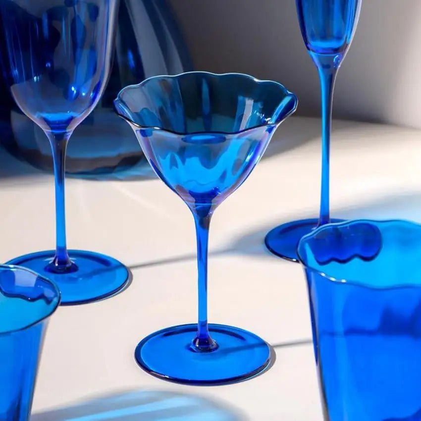 Sapphire Blue Wine Glasses Goblets niche Flowers Red Wine Glasses Crystal Glass Cocktails Martini Glasses Cup