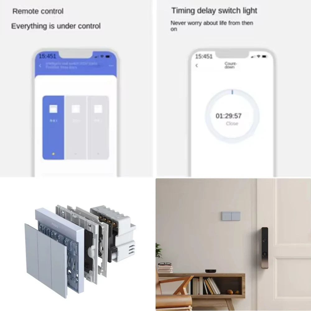 Aqara Smart Wall Switch H1M With Neutral Line Wireless Key Light Switch Zigbee Multiple Control Modes Smart Wall Light Switch