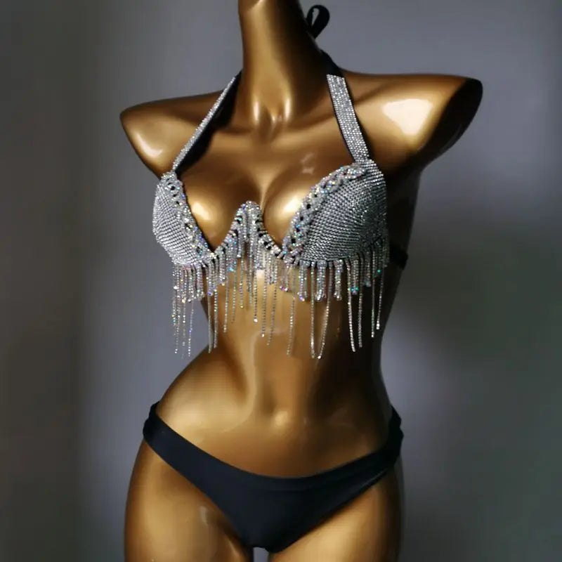 2023 newest crystal bikini swimwear fashion bar bikini blingbling swimwear bikini popular bathingsuit bikini