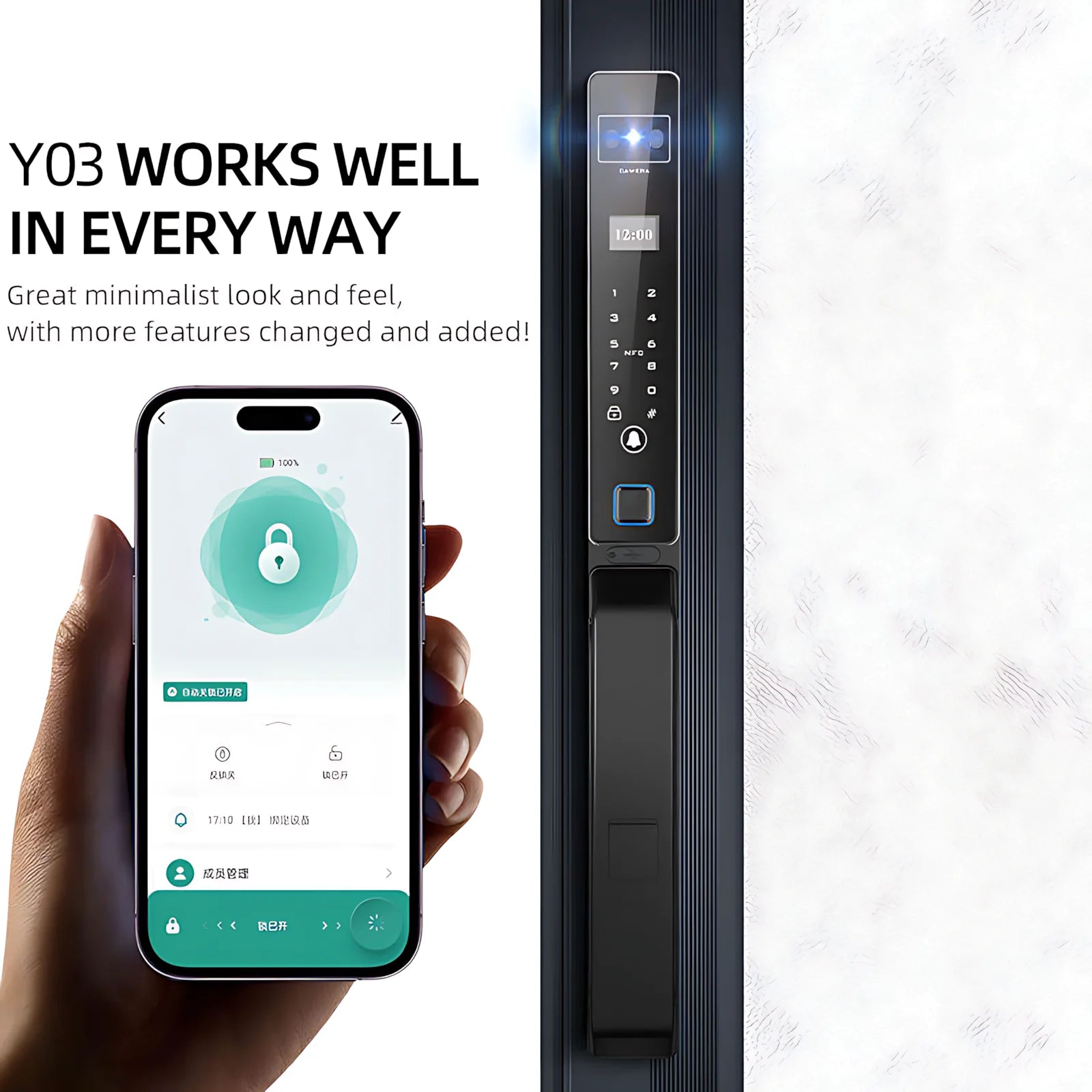 3D Face ID Smart Door Lock Tuya WiFi Camera Waterproof Cerradura Inteligente for Aluminum Wood Gate Y03
