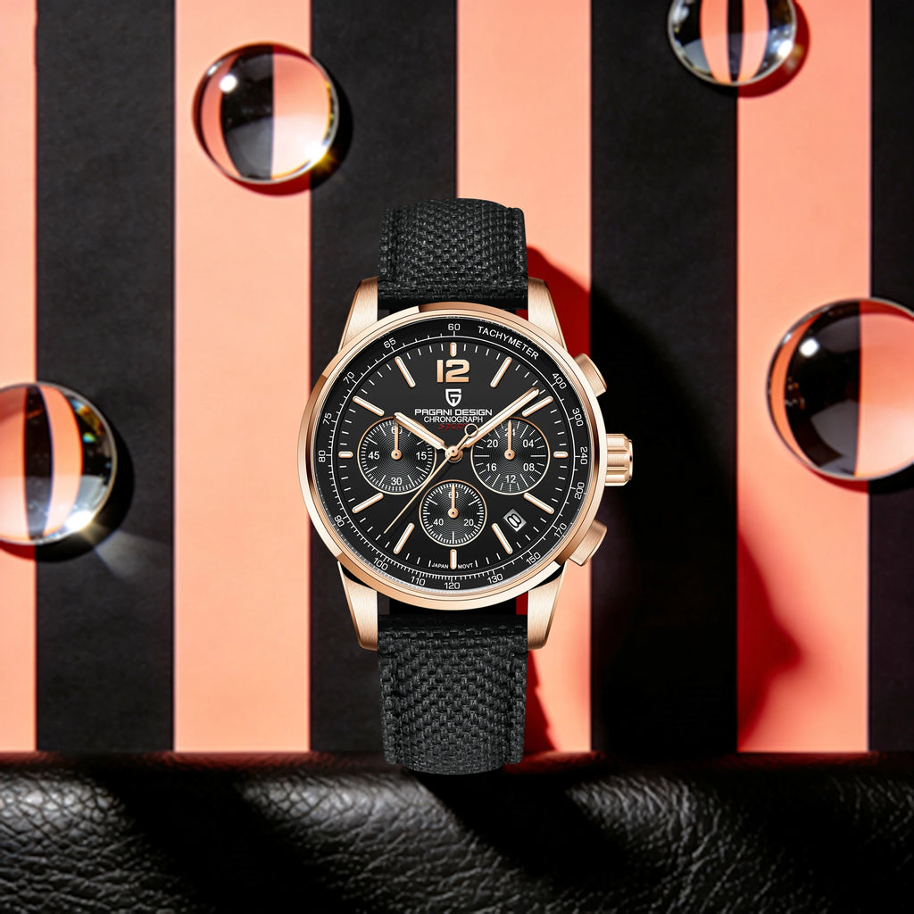 PAGANI DESIGN Men Quartz Watch Modern Light Simple Fashion Pioneer Stainless Steel Tachymeter Waterproof Calendar Luminous Watch