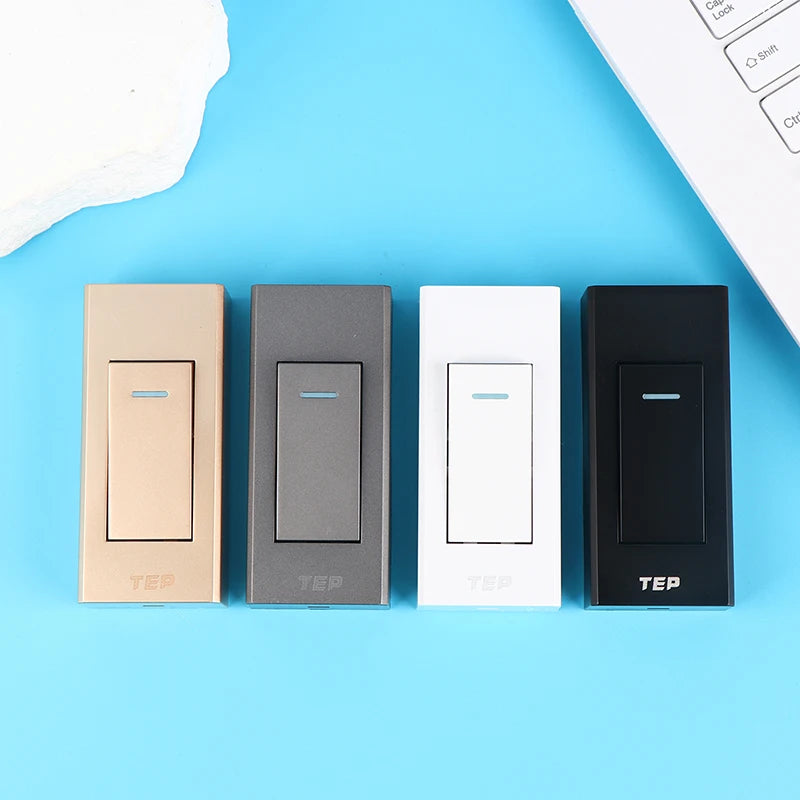 1 Gang 2 Way Surface Mount Switch Grey/White/Gold Panel Wall Light Switch Wire Hanging Installation Bedside On/Off Control Lamp