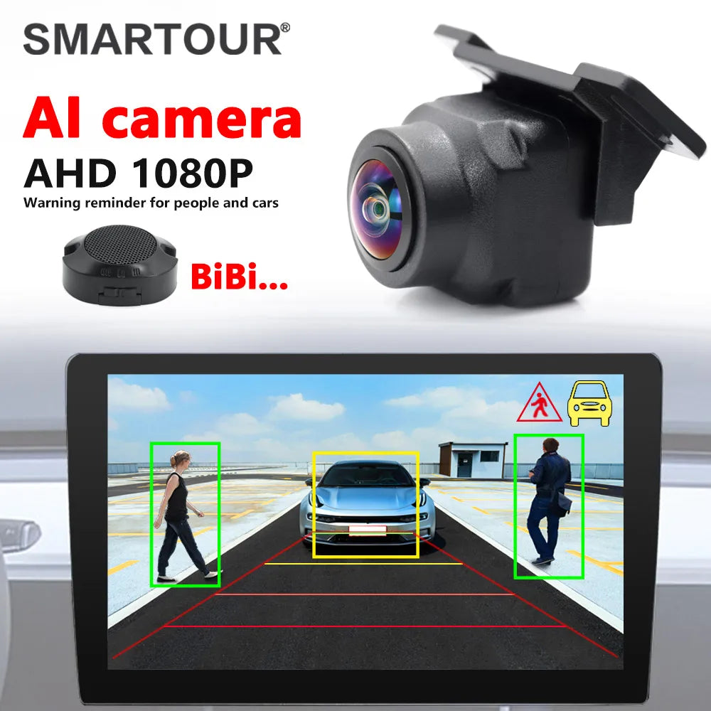 SMARTOUR ADAS AI Recognition AHD 1080P 180 Degree Fisheye Lens Intelligent Car Reversing Camera Sound Reminder Radar Monitoring
