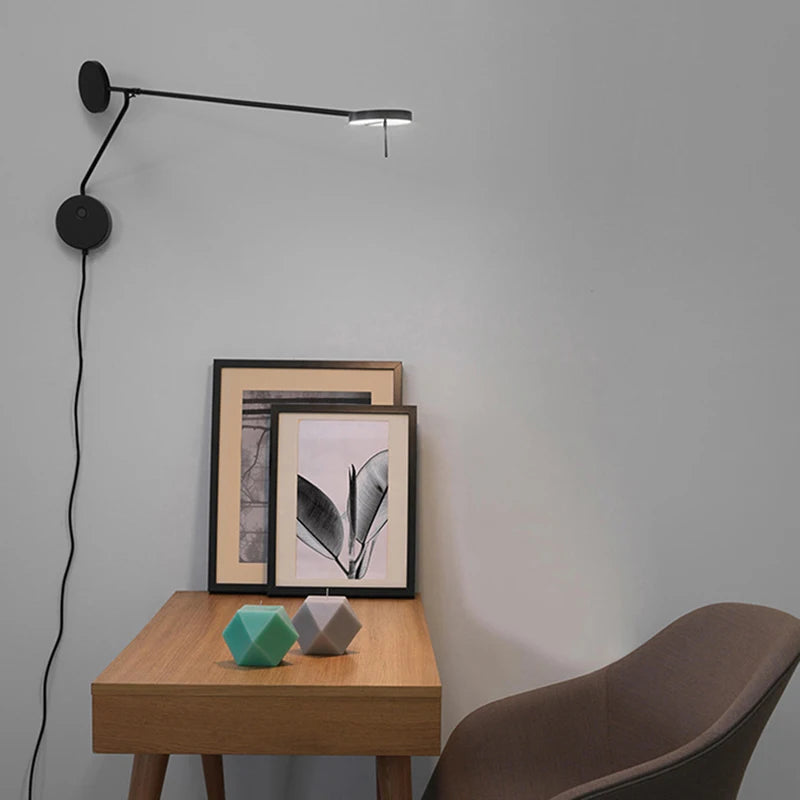 Modern Picture Wall Light Italian Invisible LED Wall Reading Light For Bed Bedroom Living Room Office Black Long Arm Wall Lamp