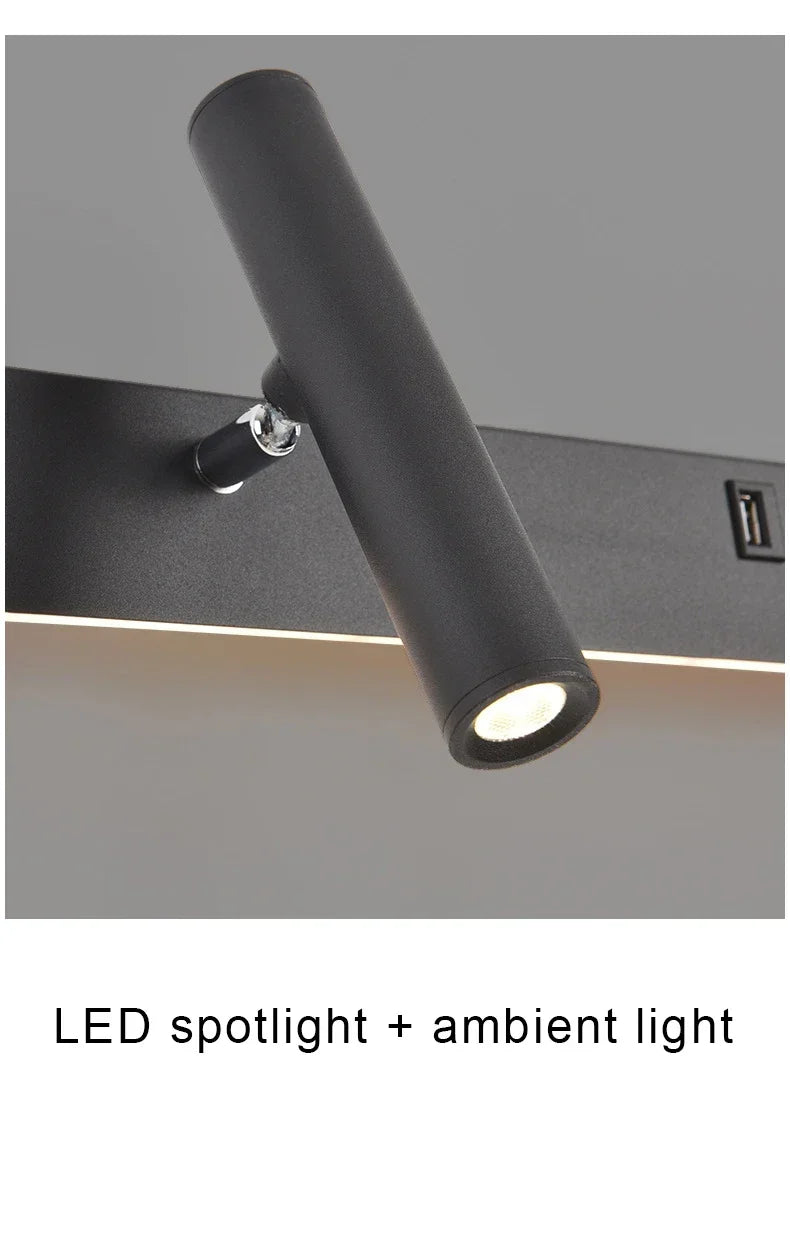 Led Wall Lights With Switch USB Rotatable Adjustable Reading Spotlight Bedroom Bedside Foyer Corridor Indoor Decor Wall Lamp