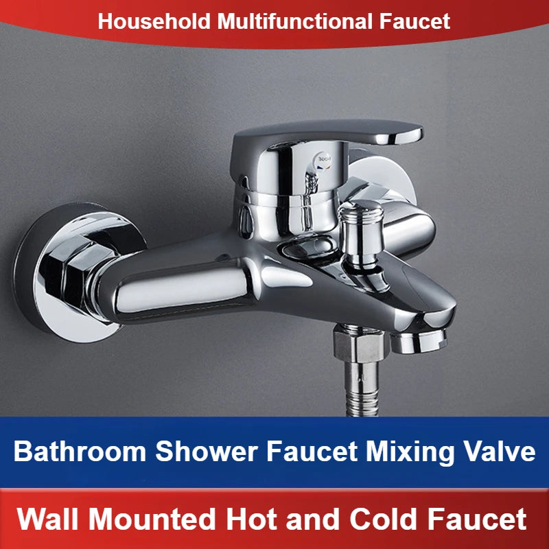 Wall Mount Sink Faucets Hot Cold Water Tap Hand Wash Basic Faucets Shower Multifunction Faucet Mixing Valve Bathroom Accessories