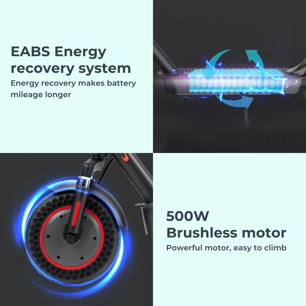 ISCOOTER I9MAX Adult E-Scooter 500W Motor E-Scooter 36V10AH Battery E Scooter 10 Inch Solid Tires Electric Scooter