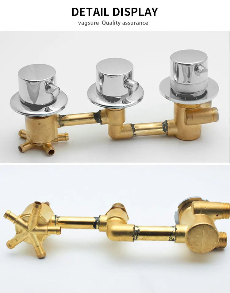 New Triple Handle Thermostatic Brass Shower Faucet Shower Room Auto Thermostatic Control Valve Mixer Tap  2/3/4/5 Way Diverter