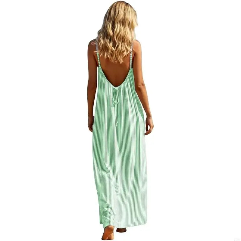 77HE Dresses for Women Backless Cami Dress Casual Vacation House Beach Sleeveless with Back Tie