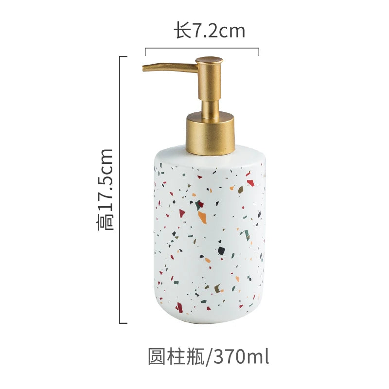 Ceramics Portable Soap Dispensers Handwashing Fluid Bottle Terrazzo Pattern Lotion Bottle Soap Bottle Bathroom Soap Dispensers