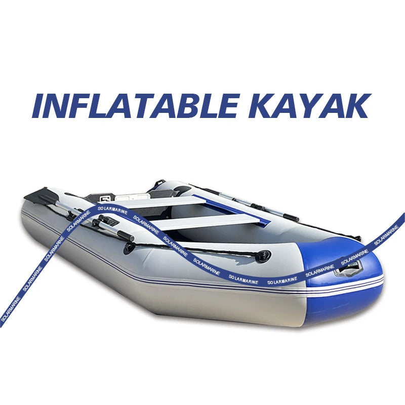 9ft 2.8m Inflatable Boat Thickened Fishing Boat Hard Bottom Assault Kayak Rowing Canoe Sailboat Dinghy Water Sports