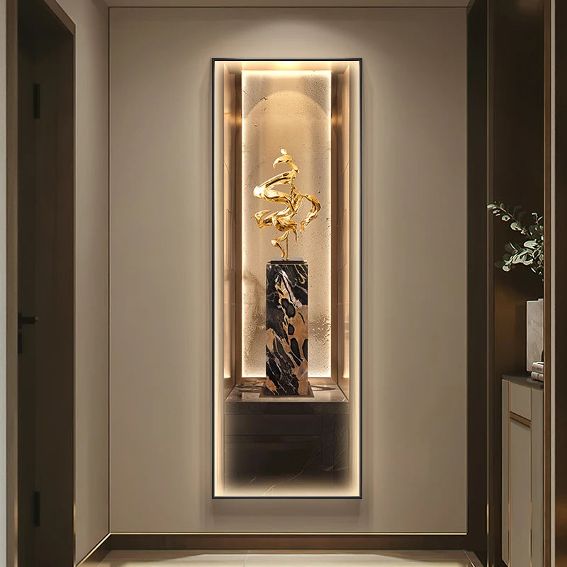 Modern Light Luxury Entrance Decoration Painting Wealth Wall Lamps Tree Corridor Hanging Painting High-end Wall Painting Light
