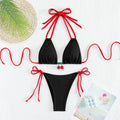 2026 Summer Swimwear Bikini Set Fashion Sexy Backless Bikini 2 Piece Set Women Laced Up Split Swimsuit High Waist Beach Bikini