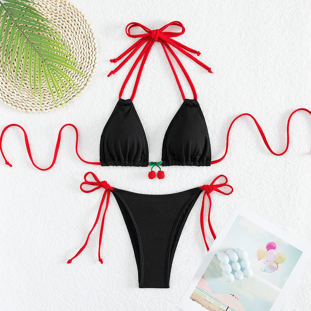 2026 Summer Swimwear Bikini Set Fashion Sexy Backless Bikini 2 Piece Set Women Laced Up Split Swimsuit High Waist Beach Bikini
