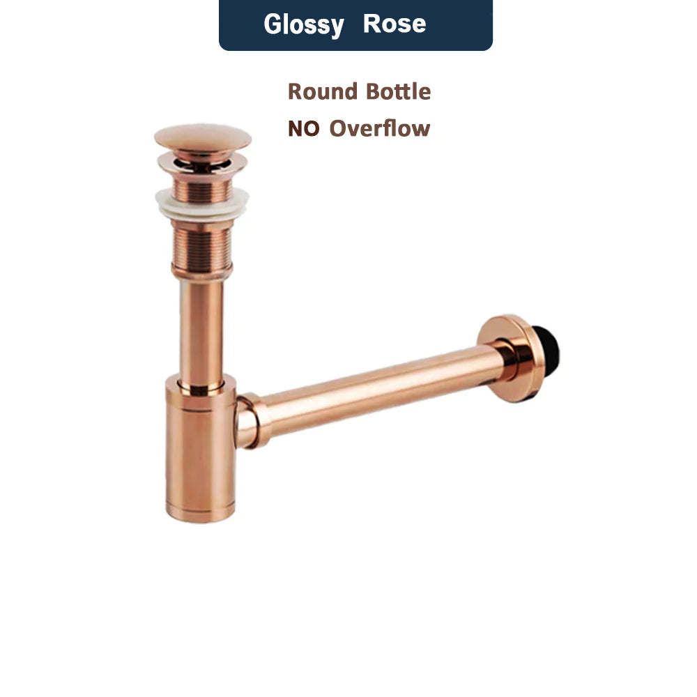 Rose Bathroom Siphon Drainer Sink Bottle Trap Modern Pop Up Filter Fixture Waste Stopper Set Washbasin Hose Accessory Renovation