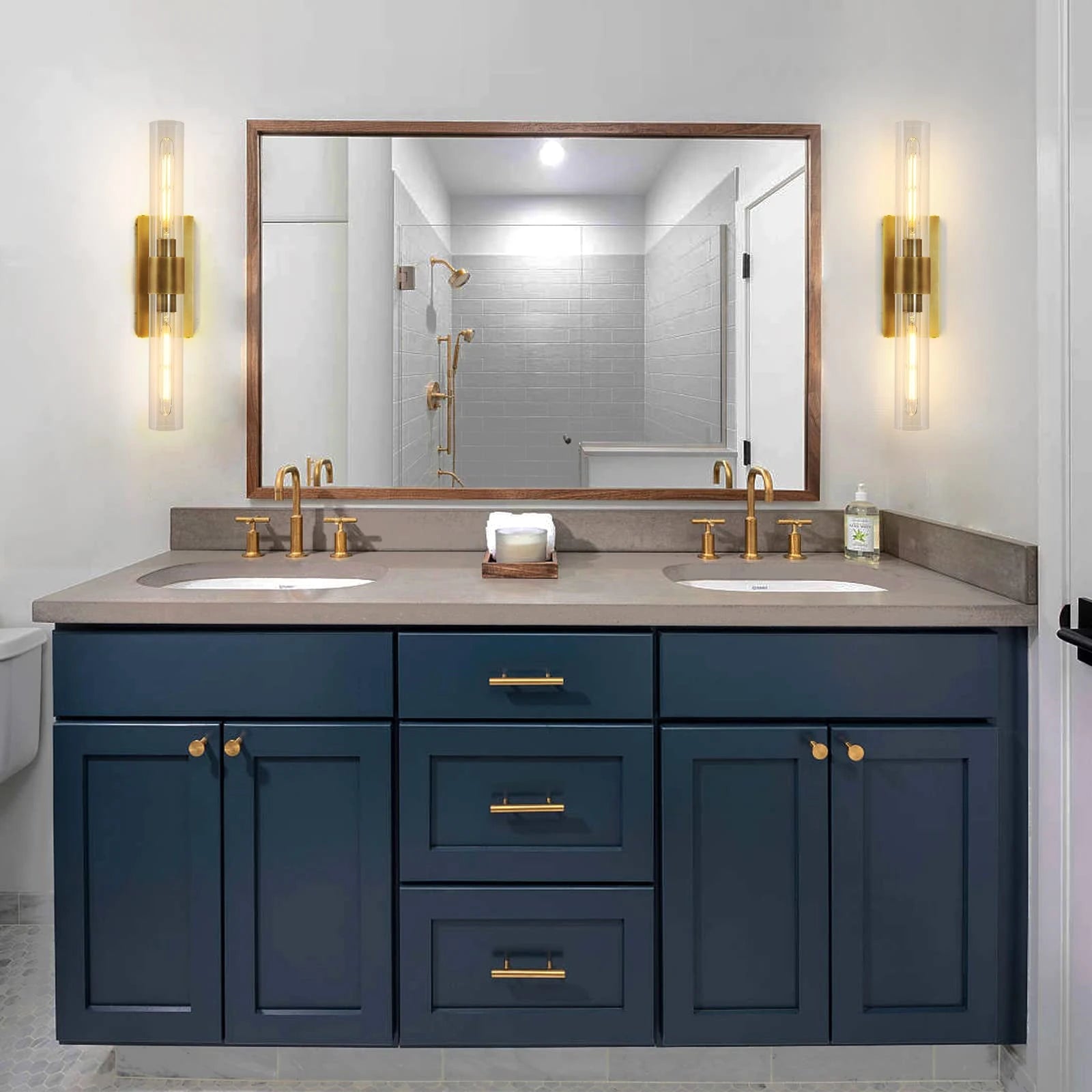 Modern Led Double Head Glass Wall Light For Living Room Bedroom Bathroom Loft Wall Lamps Luxury Indoor Room Decor Mirror Sconces