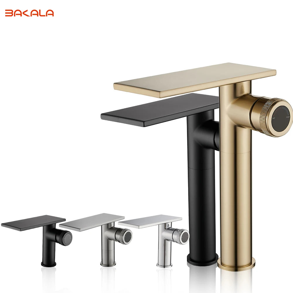 Bathroom Waterfall Basin Sink Faucet Black Faucets Brass Bath Faucet Hot&Cold Water Mixer Vanity Tap Deck Mounted Washbasin Tap