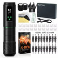 Kiss of Dragon Tattoo Kit Wireless Tattoo Machine Pen Kit 3.5mm Stroke Custom Motor 1600mAh LCD Screen Battery Complete Kit