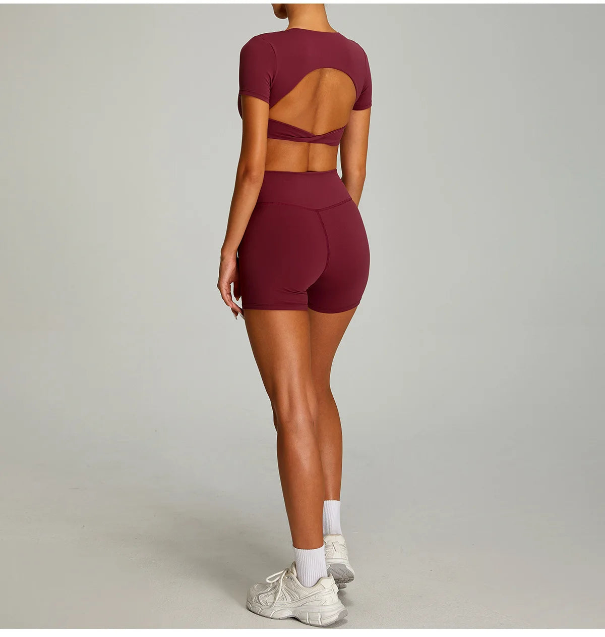 mikeyoga Women Yoga Suit 2PCS Sports Set Quick-Drying Gym Set Women Tracksuit Running Workout Short Sleeves Sports Yoga Clothing