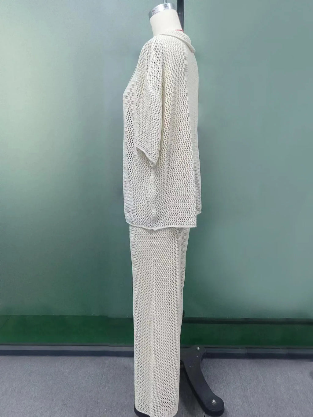 Suimsuit Cover up Beach 2025 Knitted Hollow Out cardigan Top Straight Pants Sets Mesh High-Waist Bottoms Suit Sexy Streetwear