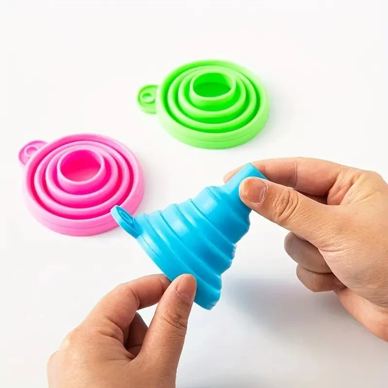 Silicone Collapsible Funnel, Foldable Funnels For Water Liquid Oil, Kitchen Gadgets Accessories, Kitchen Utensils, Apartment Ess