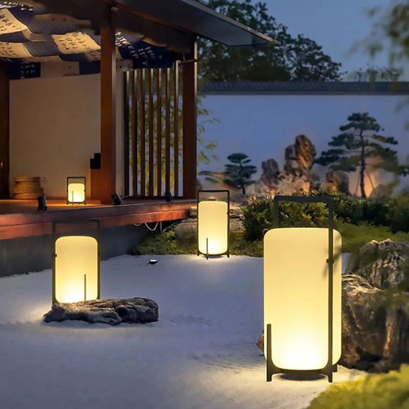 Modern Outdoor Indoor Floor Lamp White Acrylic Black Metal Lighting Floor Light For Garden Hotel Parlor Dining Room Bedroom