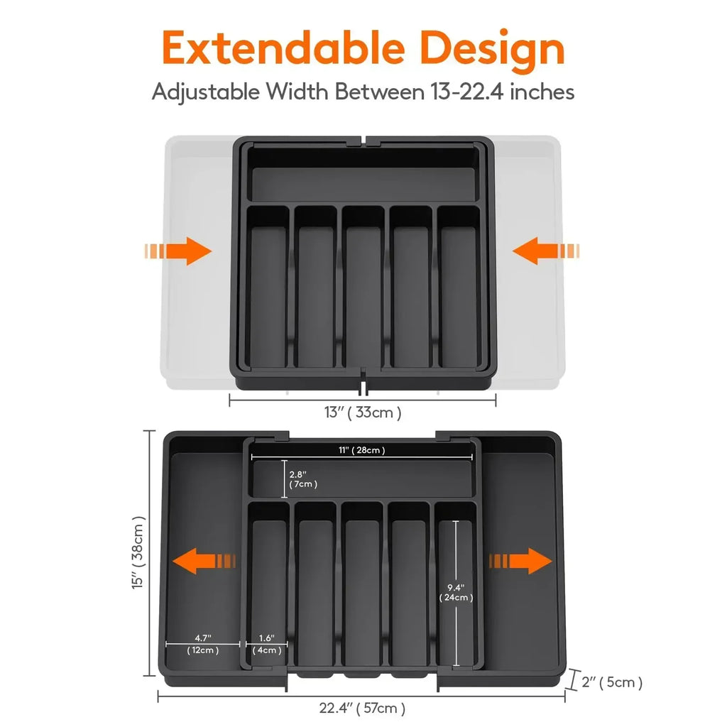 Kitchen Organizer Tray Adjustable Pantry Organizer Utensil Cutlery Drawer  for Silverware Tableware Expandable Kitchen Drawer