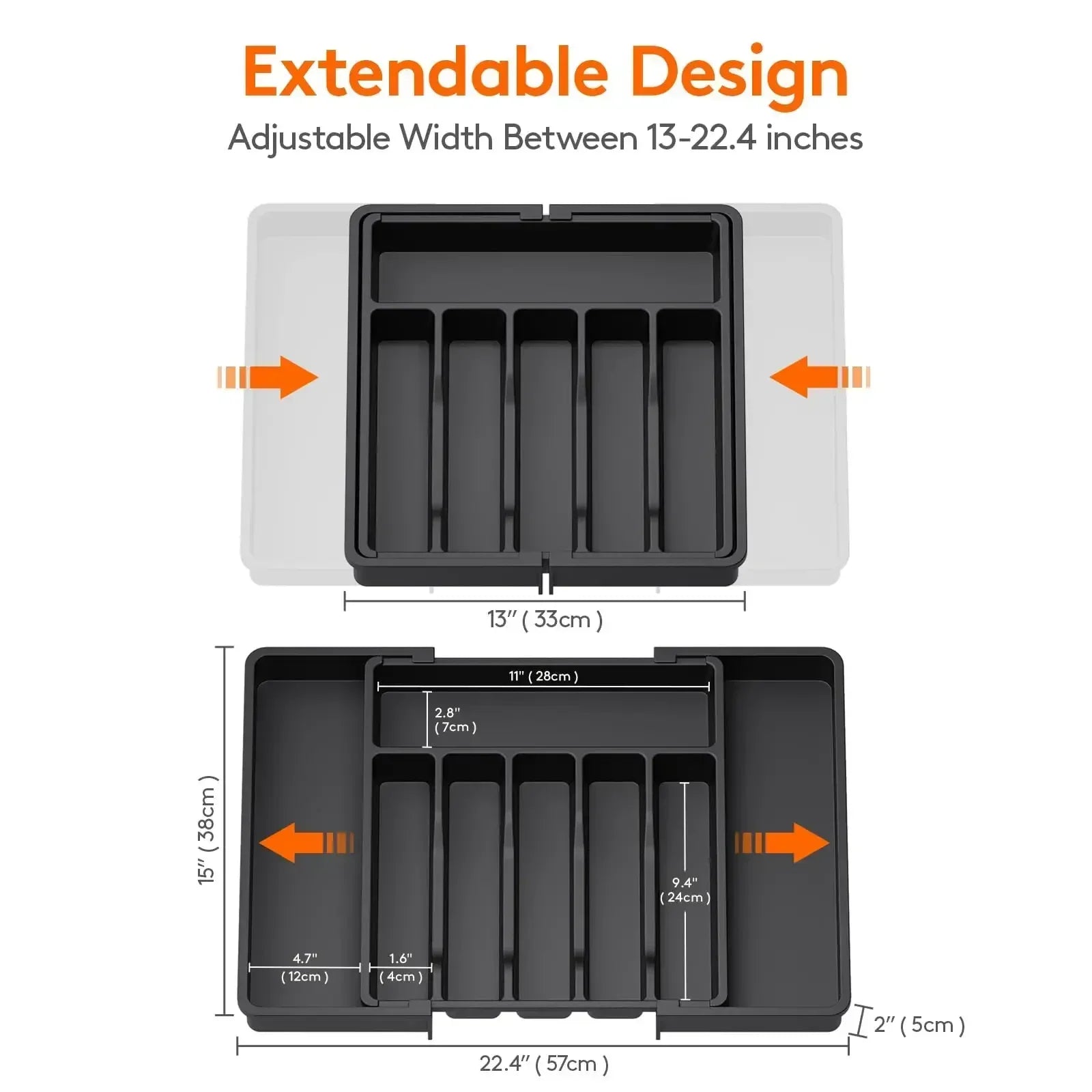 Kitchen Organizer Tray Adjustable Pantry Organizer Utensil Cutlery Drawer  for Silverware Tableware Expandable Kitchen Drawer