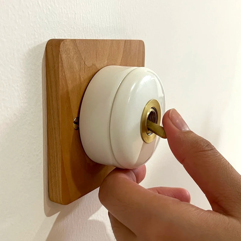 Home Improvement Round Ceramic Retro Toggle Switch 1 Ｗay 2 Way Control Wall Light Rocker Switch