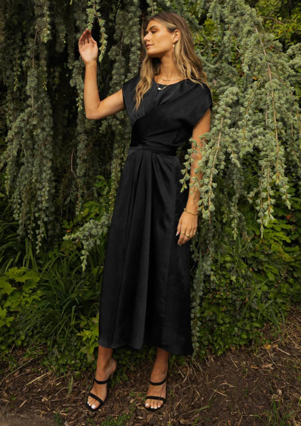 High Quality Spot Wholesale Fashion Summer Women Clothing High-end Satin Binding Elegant Drape Light Evening Dress Vestidos Y2k