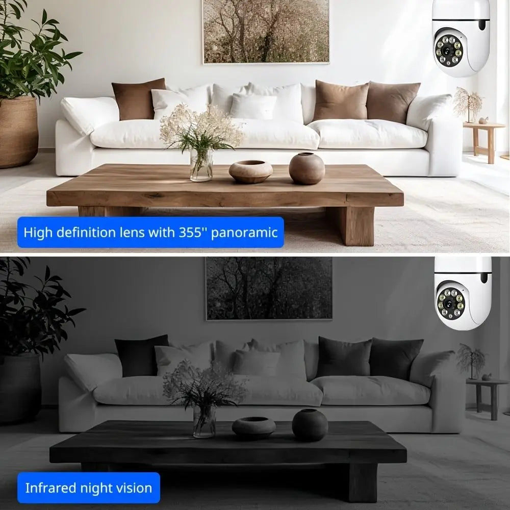 360 Degree Light Bulb Security Camera Full Color Night Vision 5GHz WiFi Surveillance Camera Automatic Human Tracking