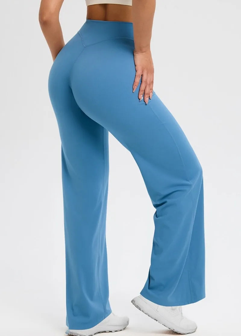 2026 C-B Women High Waist V Back Scrunch Straight Leg Yoga Pants Naked Feel Tummy Control Stretch Gym Pilates Sports Trousers