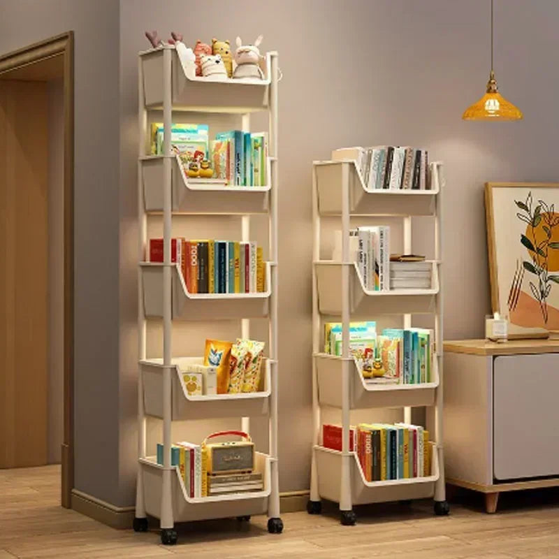 Home Trolley Bookshelf Kitchen Storage Rack Kitchen Corner Narrow Slit Storage Cabinet Bathroom Living Room Storage Rack
