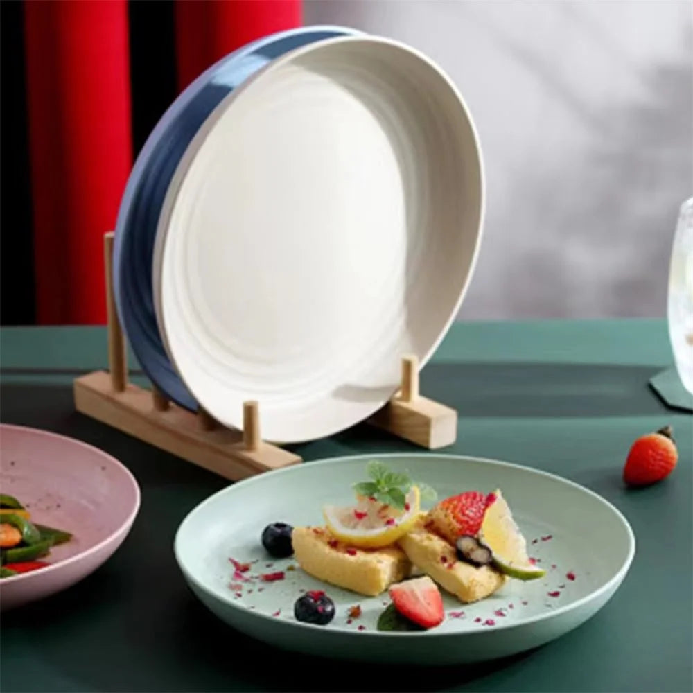 4pack Dinner Dishes Plates Wheat Straw Plate Lightweight Unbreakable Reusable Dishwasher & Microwave Safe for Kitchen Camping
