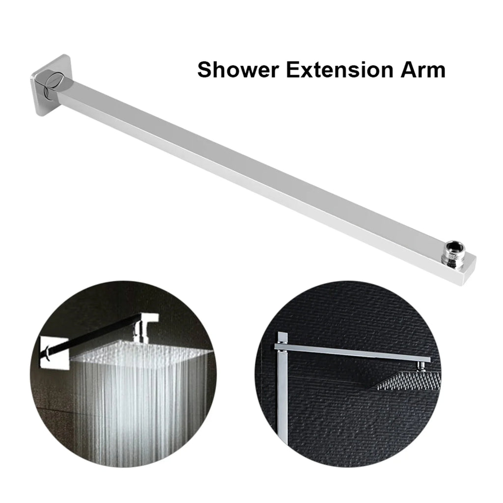 60cm Square Shower Head Extension Arm Wall Mounted Stainless Steel Rainfall Extend Pipe Tube Shower Holder Arm Bathroom Tools