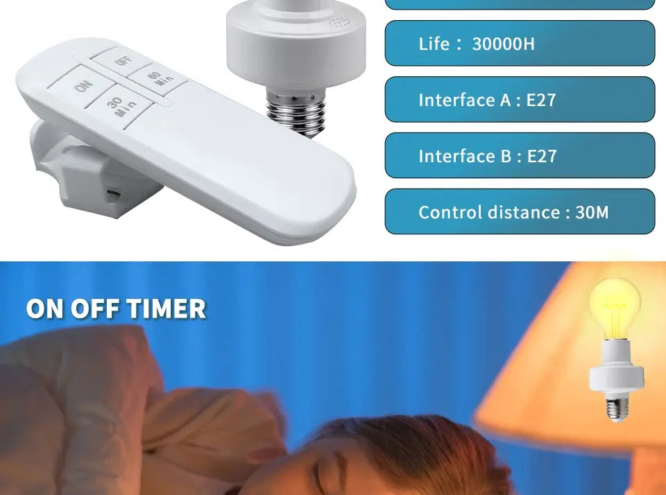 Wireless Remote Control E27 Light Socket Smart Switch LED Lamp Base House Timer Switch WiFi Light Bulb Holder Room Smart Device