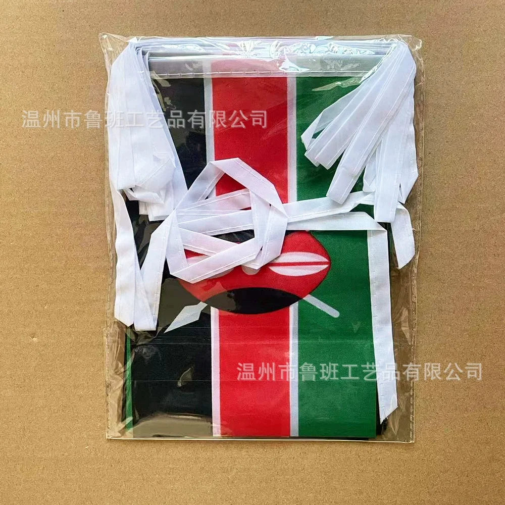 SKY FLAG Kenya bunting flags 14x21cm 20pcs/lot Kenya String flags Pennant Banner for Festival Party decoration